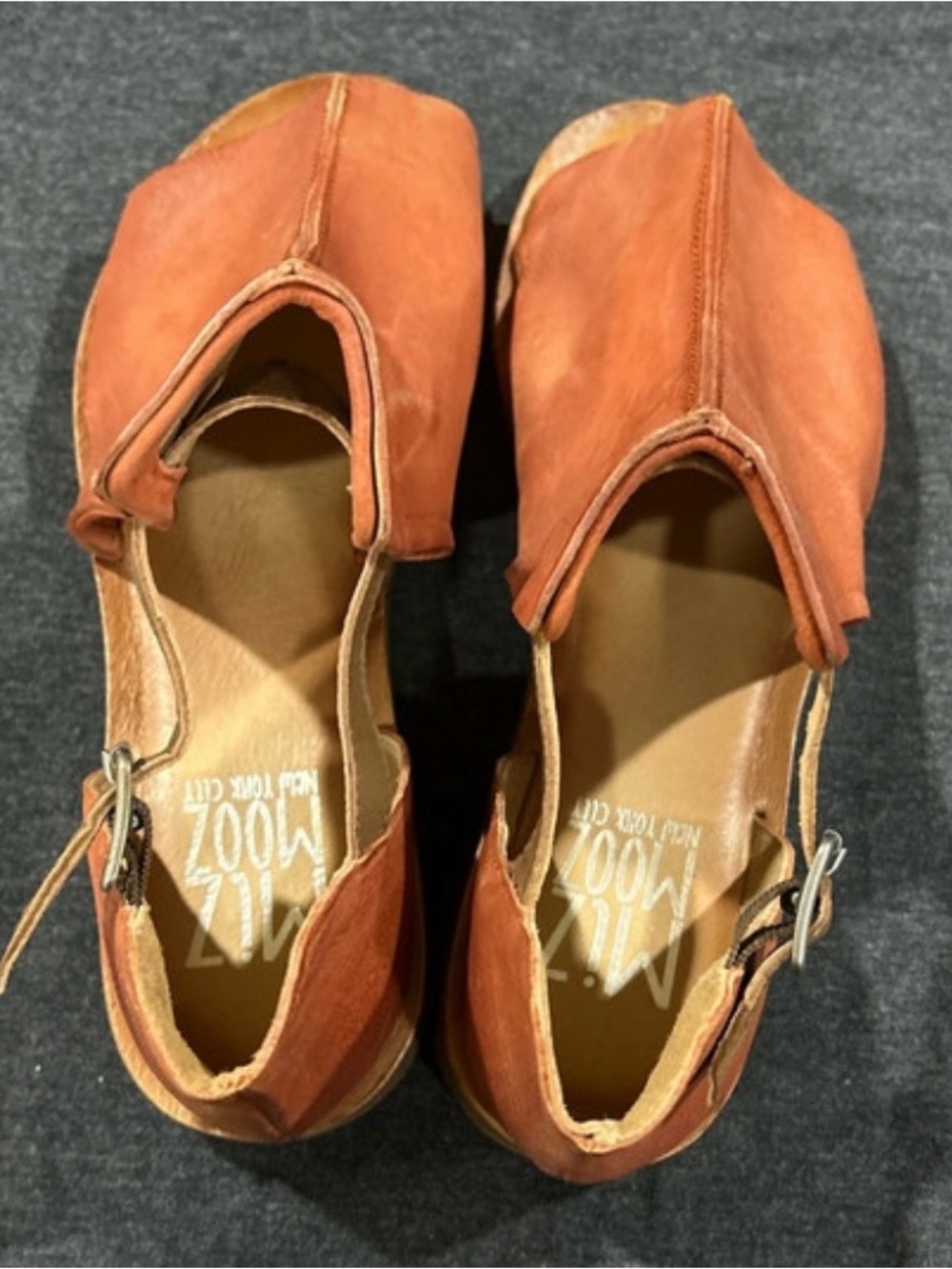 Miz Mooz Orange Suede Open-Toe Ankle Sandals - Picture 4 of 8